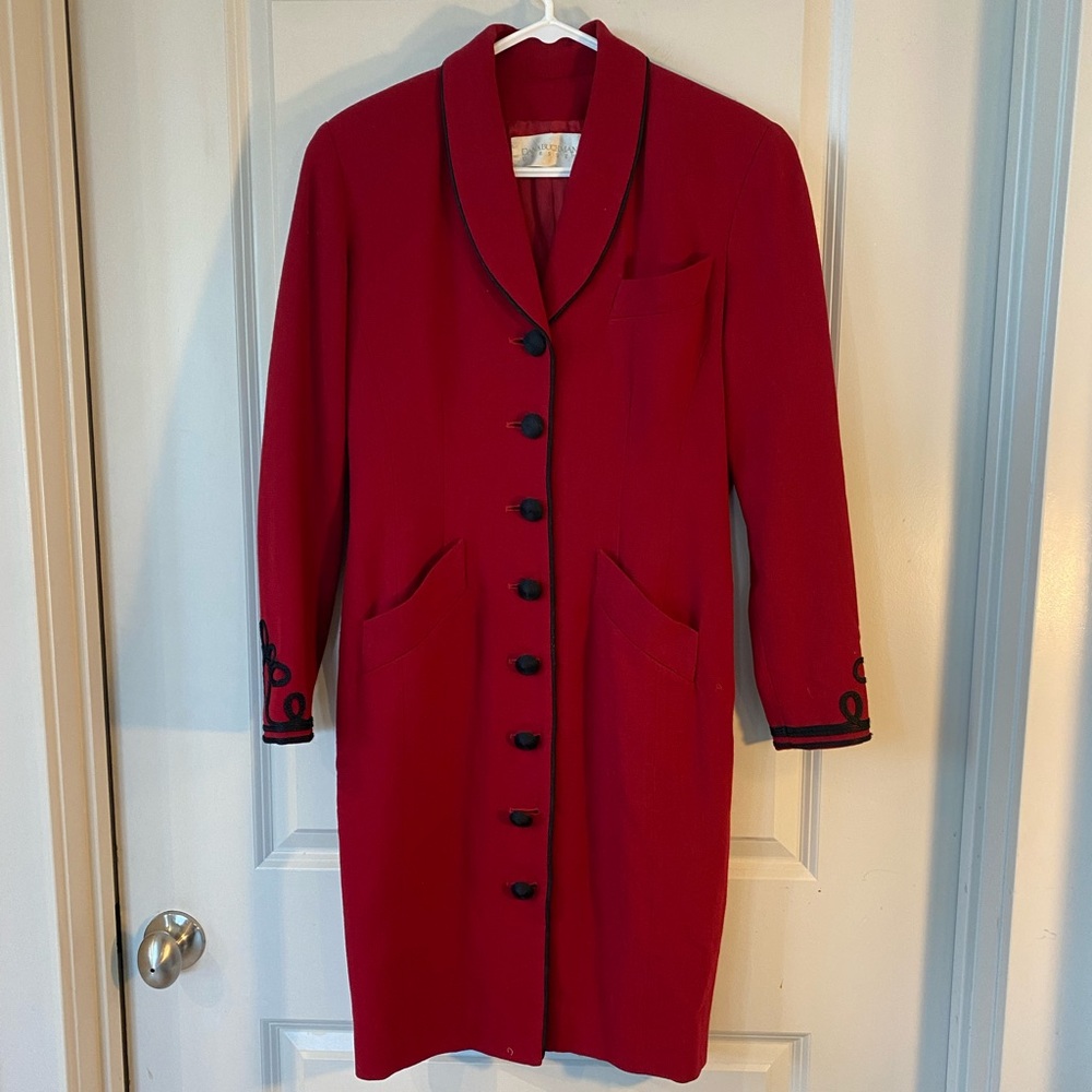Vintage Dana Buchman Red and Black Coat Dress, size 4